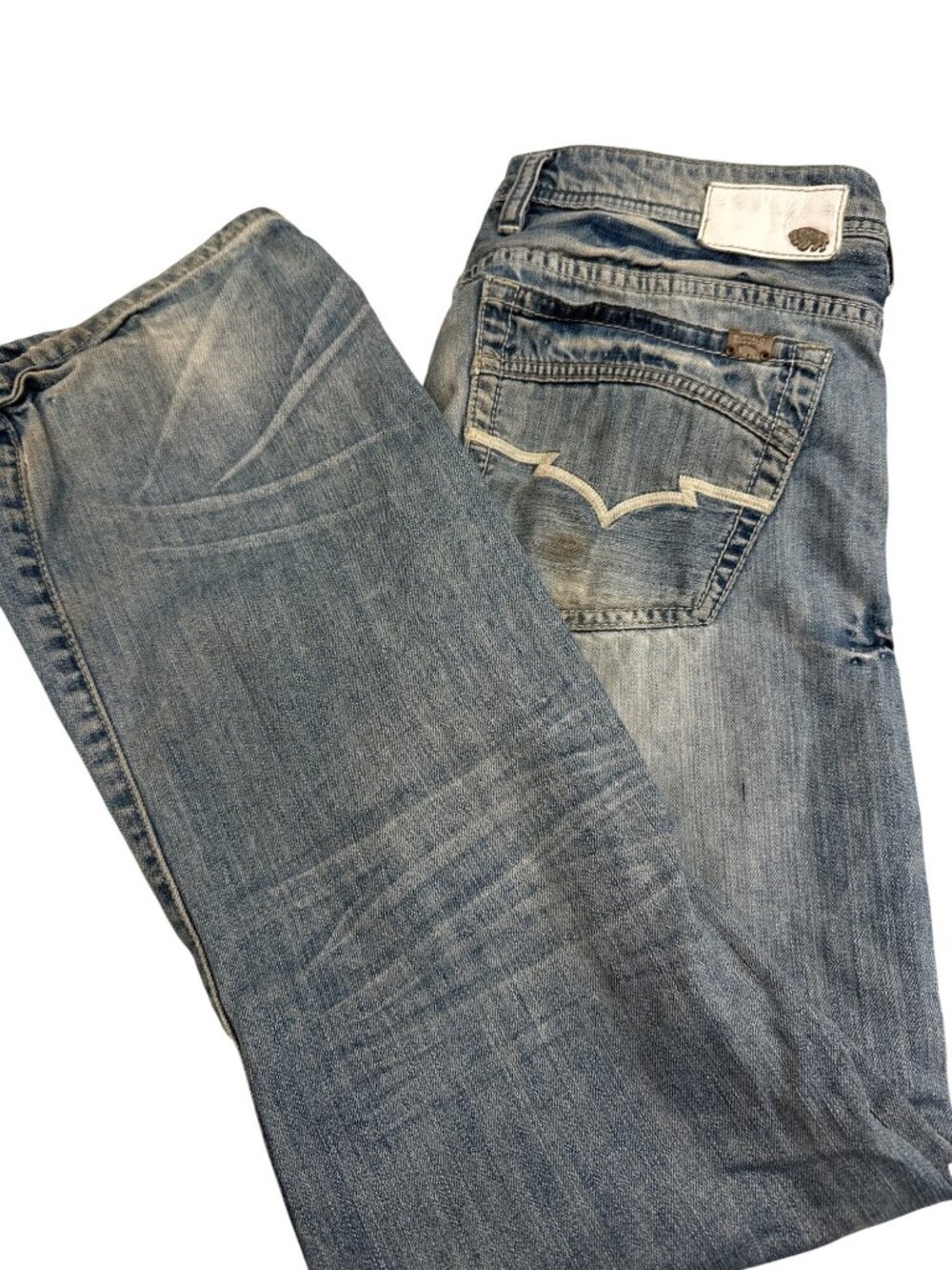 Buffalo David Bitton Mens King Straight Leg Jeans W33 L32 Light Wash white tag